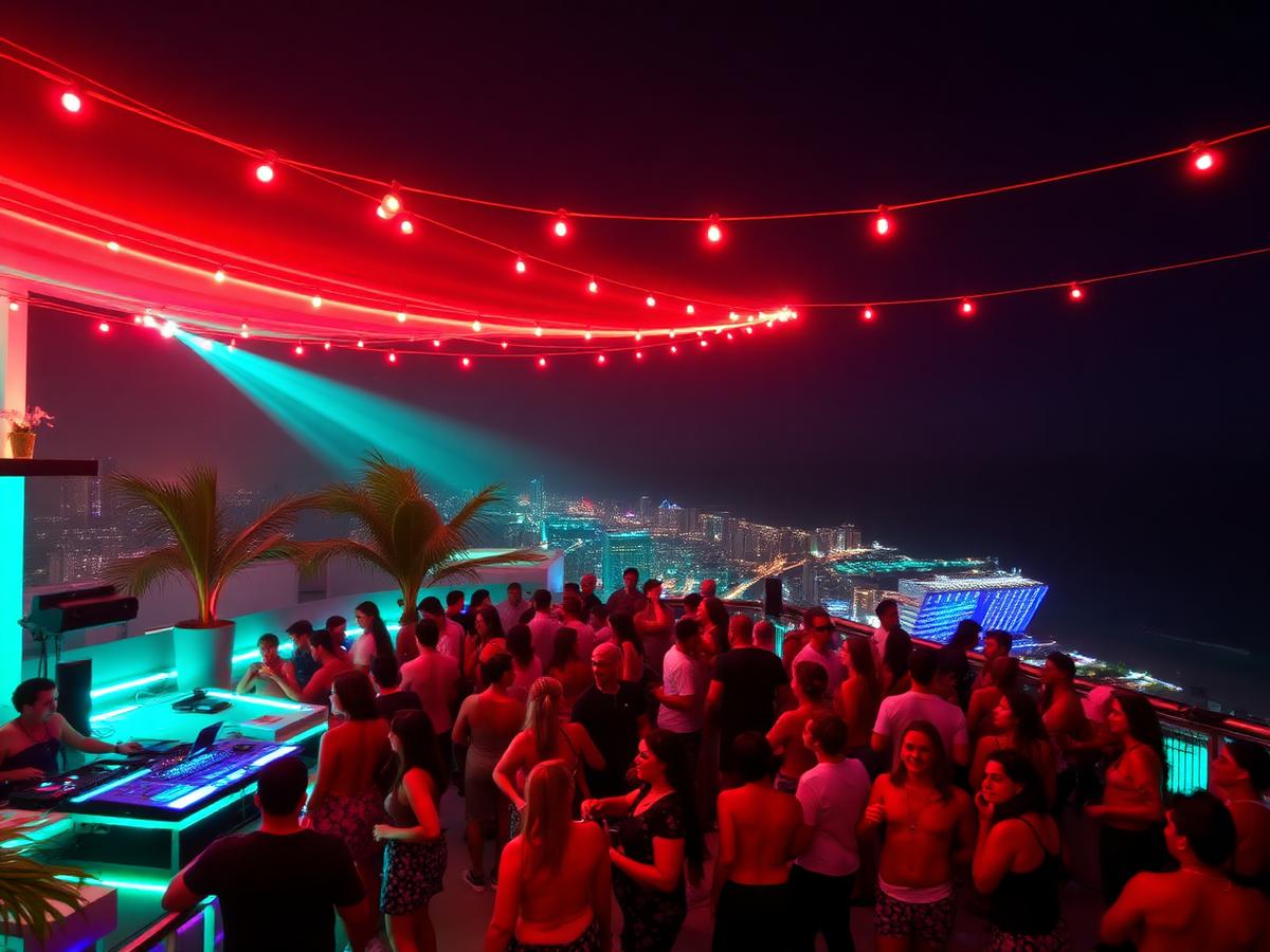 Rooftop nightlife party in Cancun